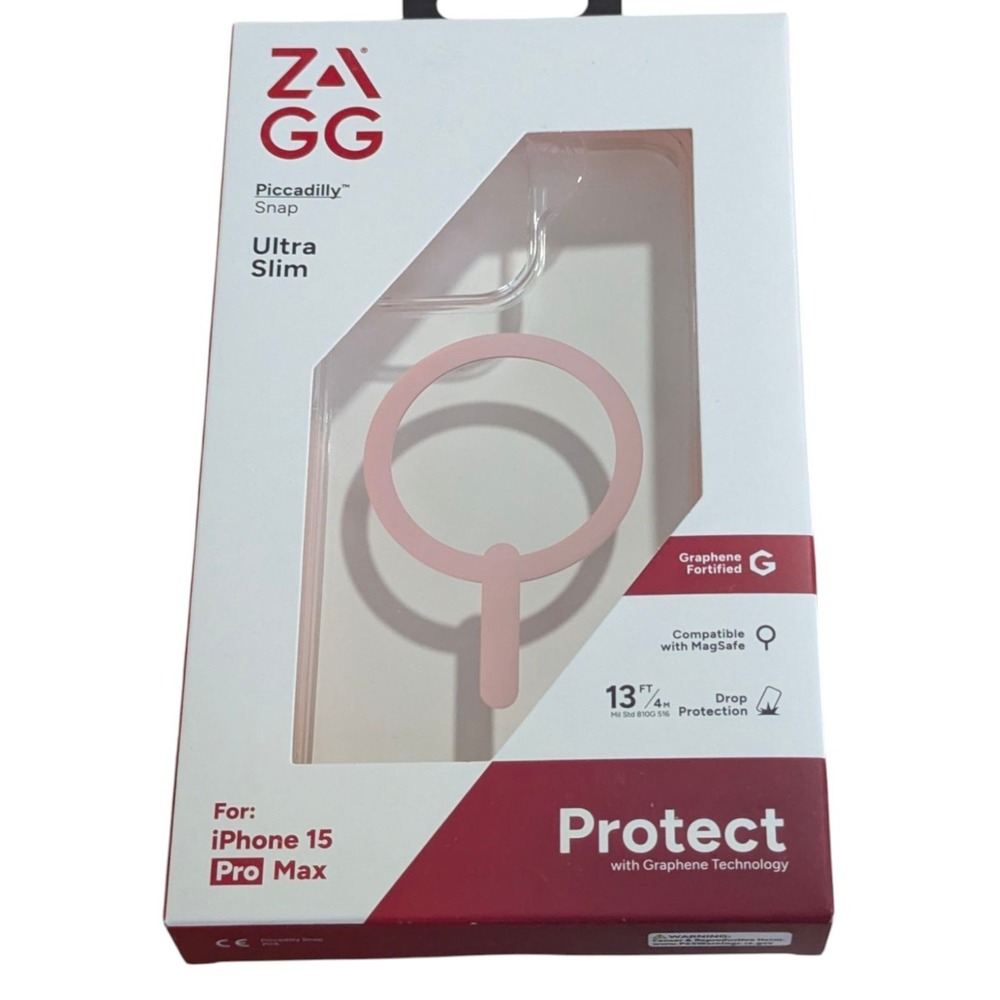 S4-N Zagg Piccadilly Snap Case Drop Protection iPhone 15 Pro Max -‎ Clear/Pink